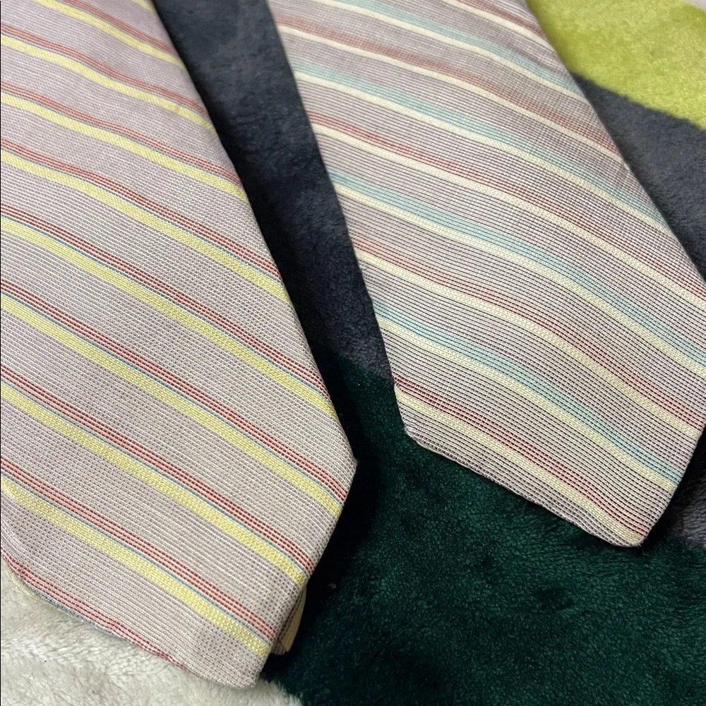 Vintage Mario Valentino Pastel Striped Men's Tie Set